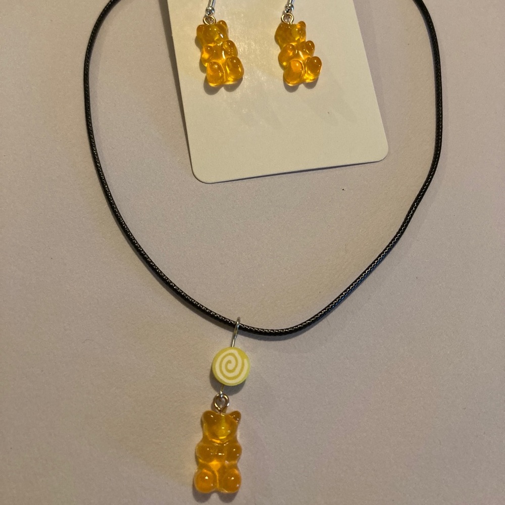 Handmade Amber Gummy Bear Jewelry Set